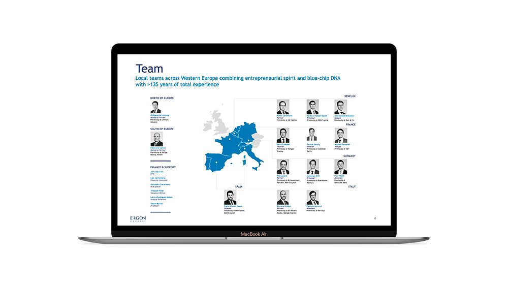 Mockup web de Ergon Capital